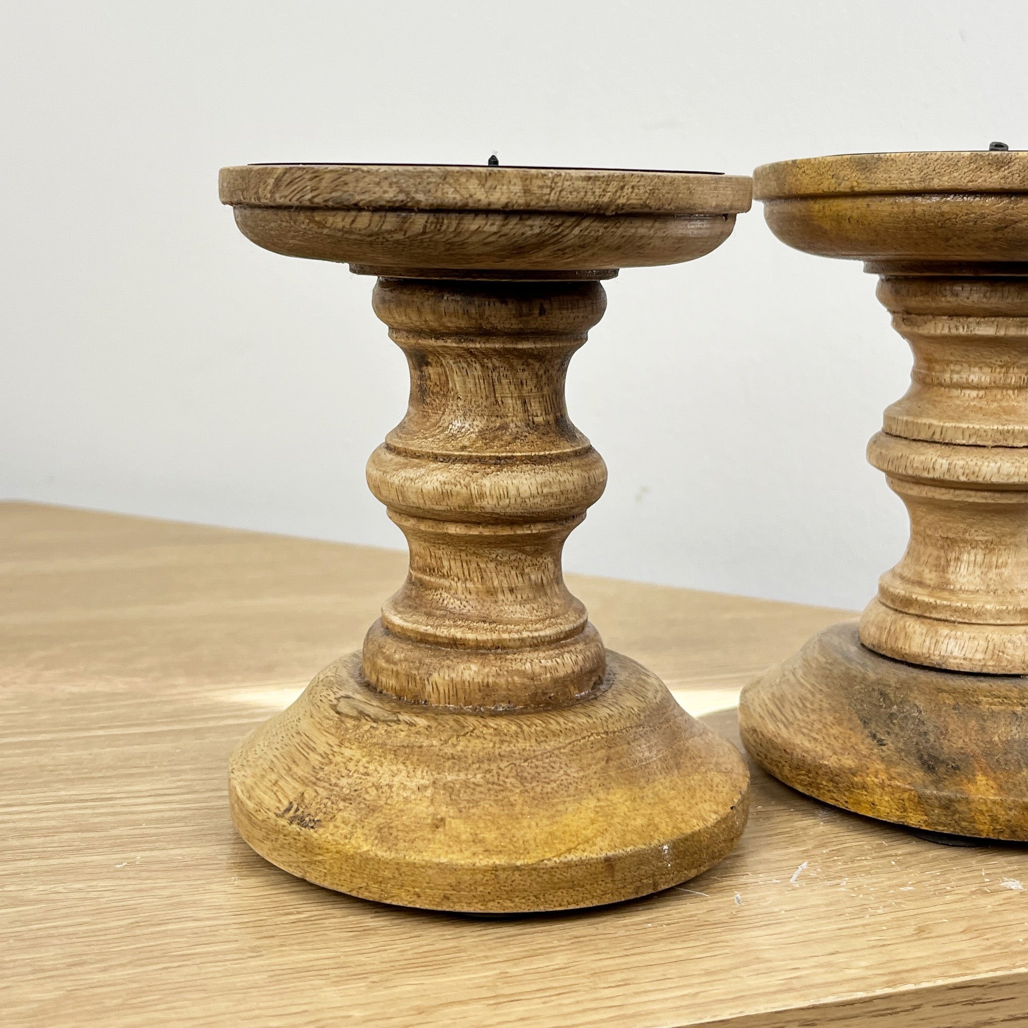 Pair of Dark Brown Wooden Candle Stick Holders – Design #2