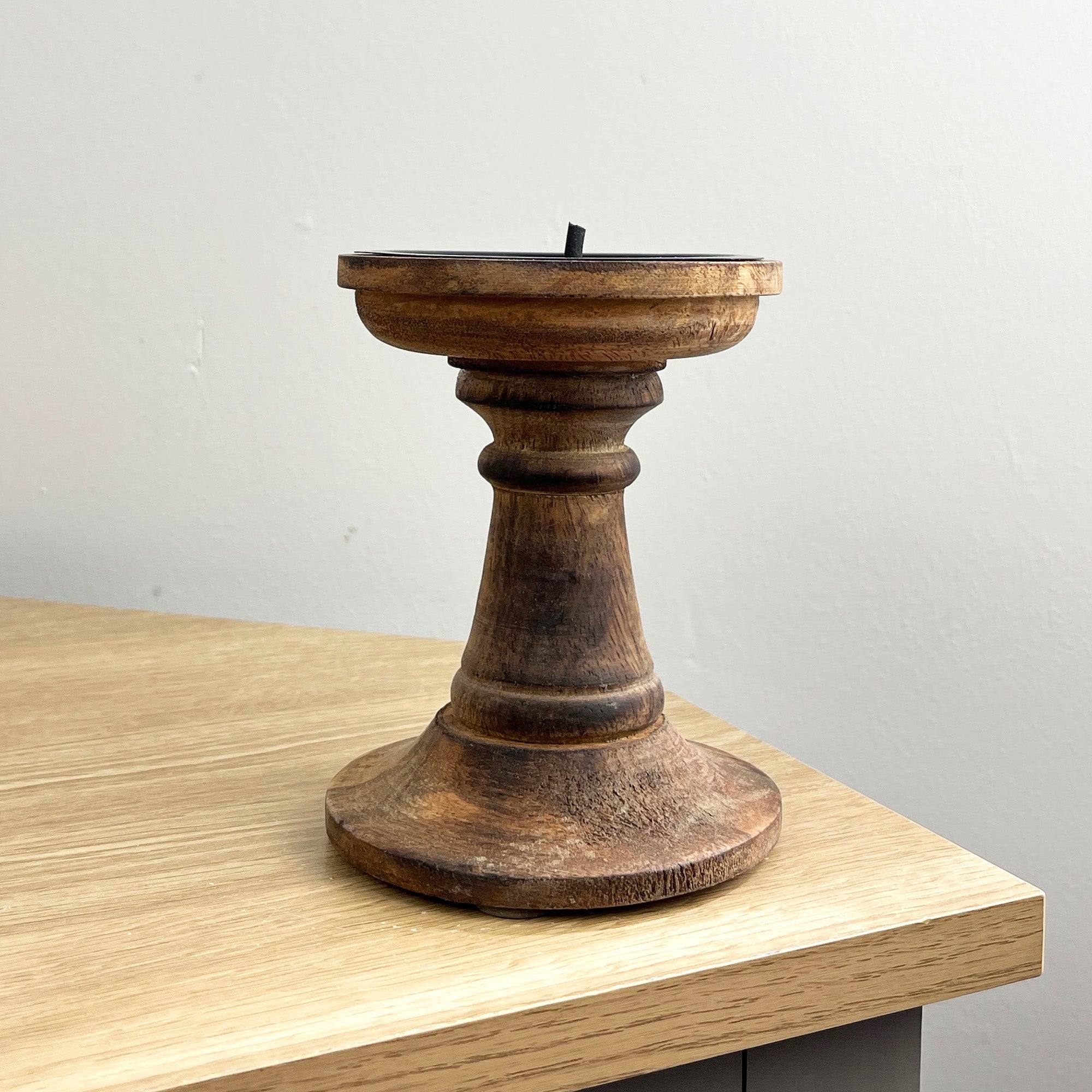 Pair of Dark Brown Wooden Candle Stick Holders – Design #3