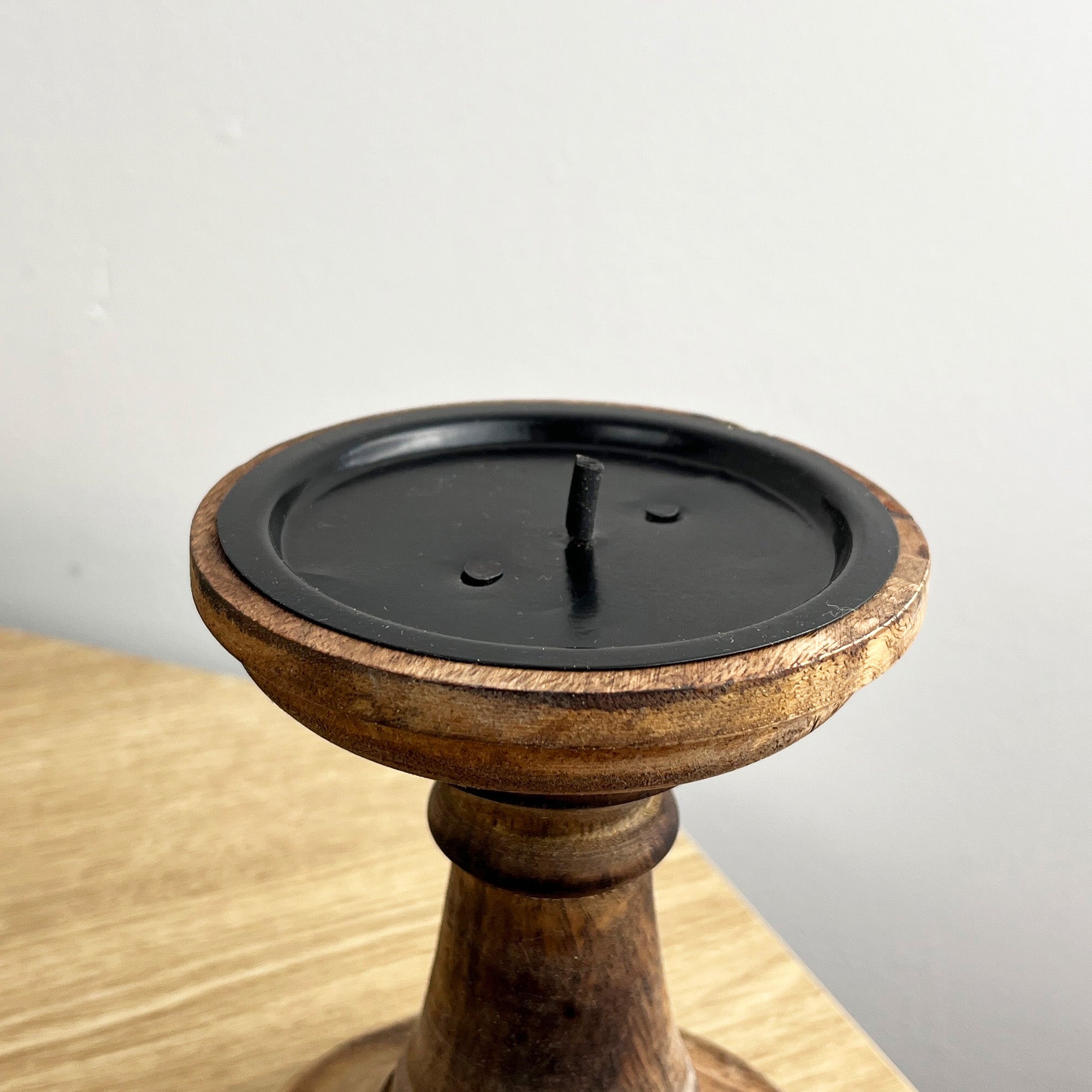Pair of Dark Brown Wooden Candle Stick Holders – Design #3
