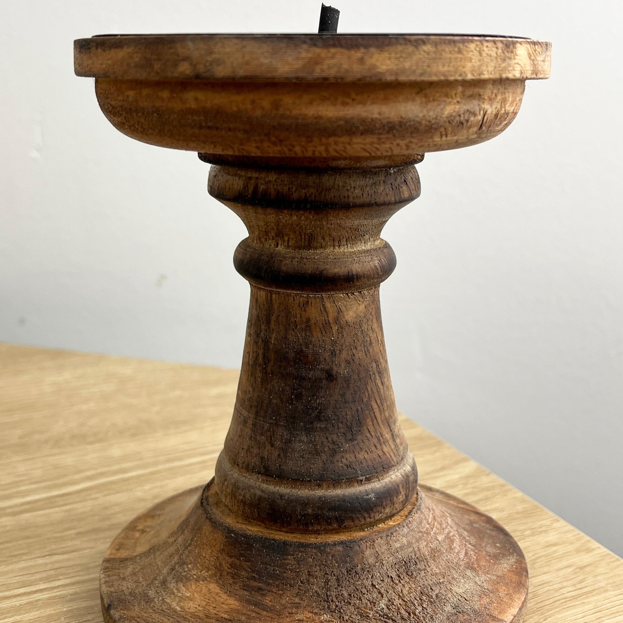 Pair of Dark Brown Wooden Candle Stick Holders – Design #3