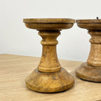 Pair of Dark Brown Wooden Candle Stick Holders – Design #3