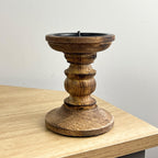 Pair of Dark Brown Wooden Candle Stick Holders – Design #4