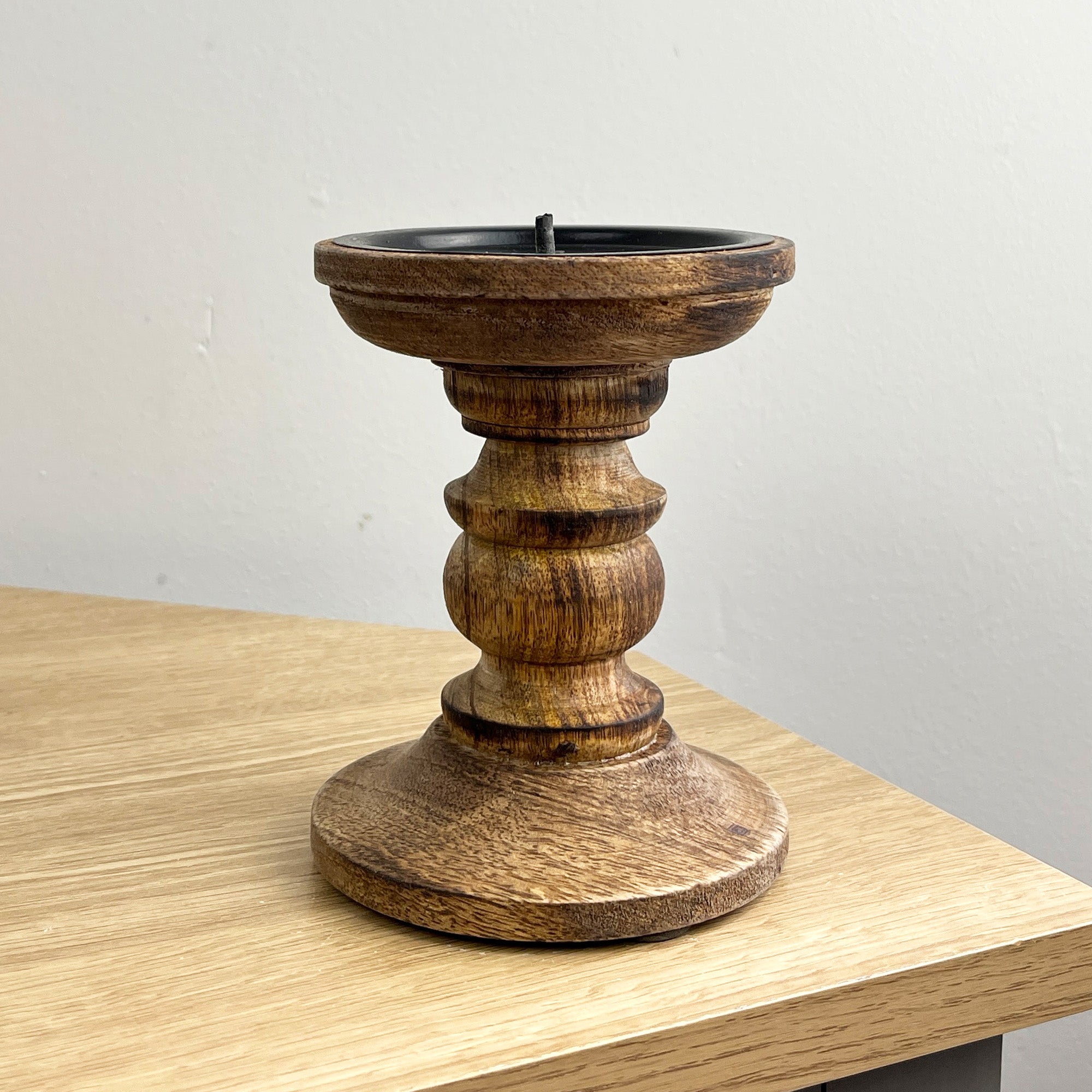 Pair of Dark Brown Wooden Candle Stick Holders – Design #4