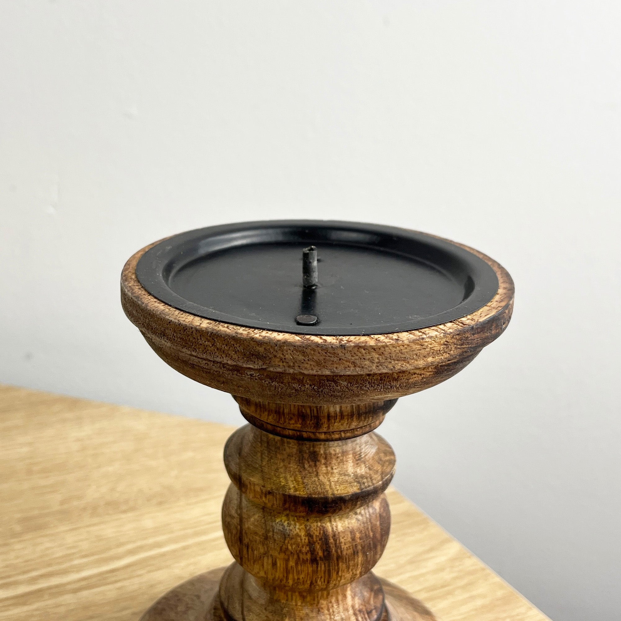 Pair of Dark Brown Wooden Candle Stick Holders – Design #4