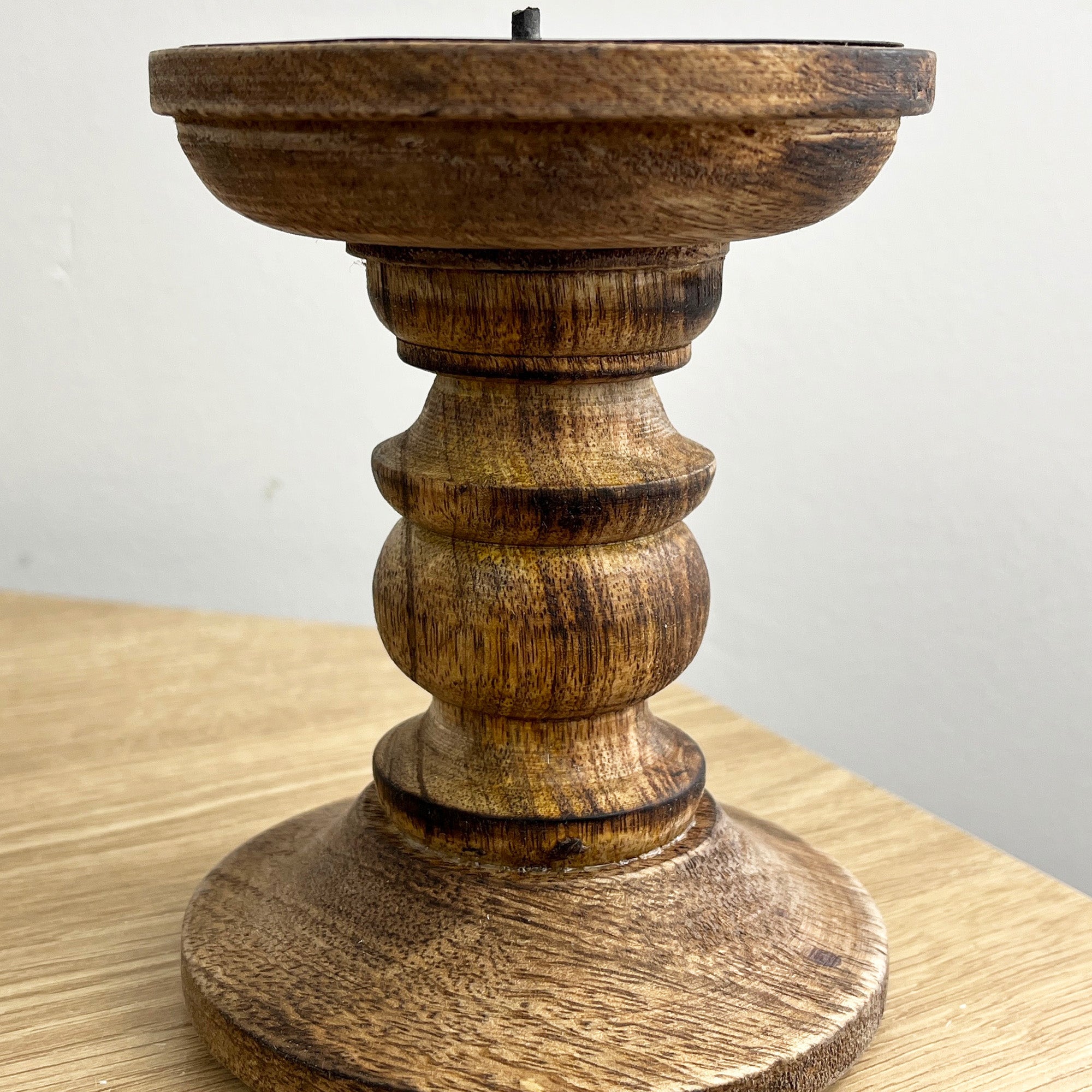 Pair of Dark Brown Wooden Candle Stick Holders – Design #4