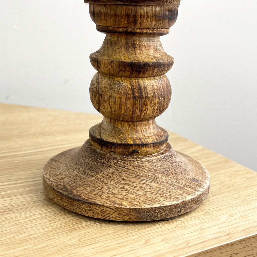 Pair of Dark Brown Wooden Candle Stick Holders – Design #4