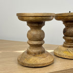 Pair of Dark Brown Wooden Candle Stick Holders – Design #4
