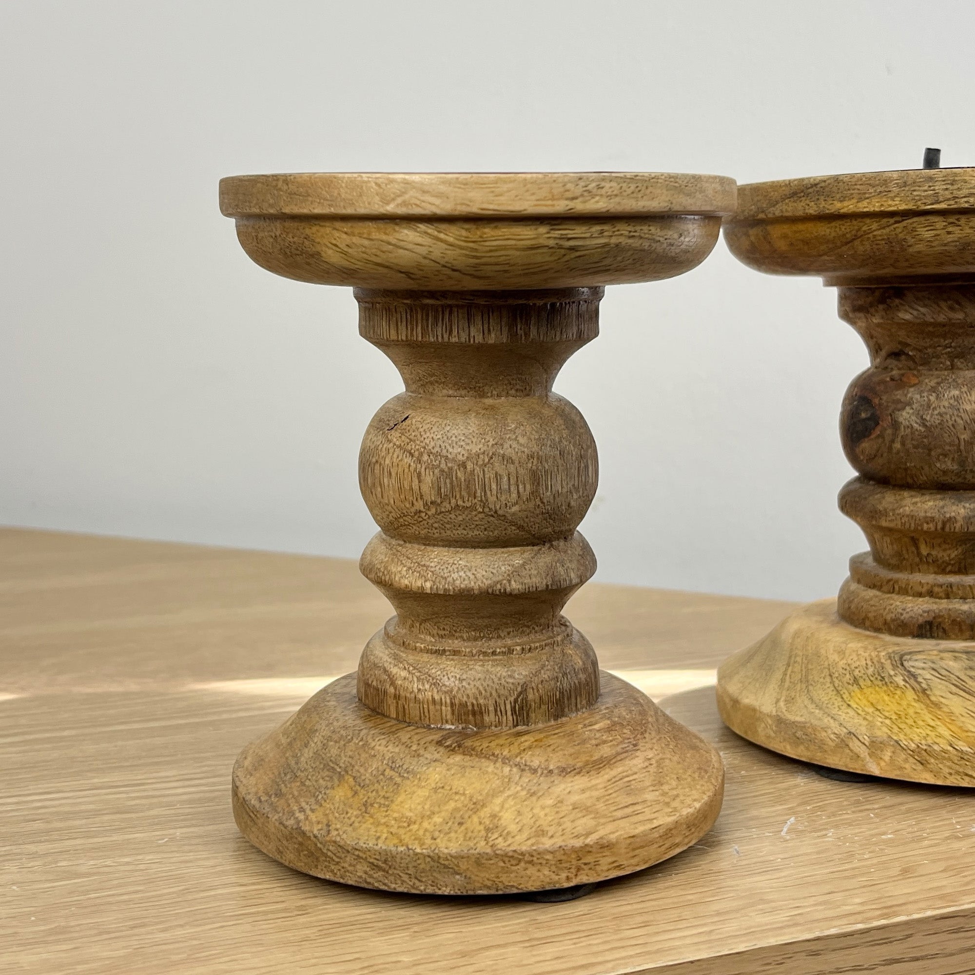 Pair of Dark Brown Wooden Candle Stick Holders – Design #4
