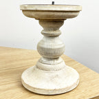 Pair of White Washed Wooden Candle Stick Holders – Design #1