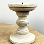 Pair of White Washed Wooden Candle Stick Holders – Design #2
