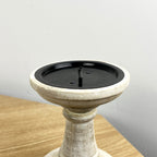 Pair of White Washed Wooden Candle Stick Holders – Design #3