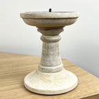 Pair of White Washed Wooden Candle Stick Holders – Design #3