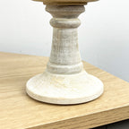 Pair of White Washed Wooden Candle Stick Holders – Design #3