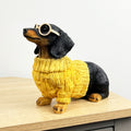 24cm Dachshund in Yellow Jumper Ornament – Resin