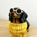 24cm Dachshund in Yellow Jumper Ornament – Resin