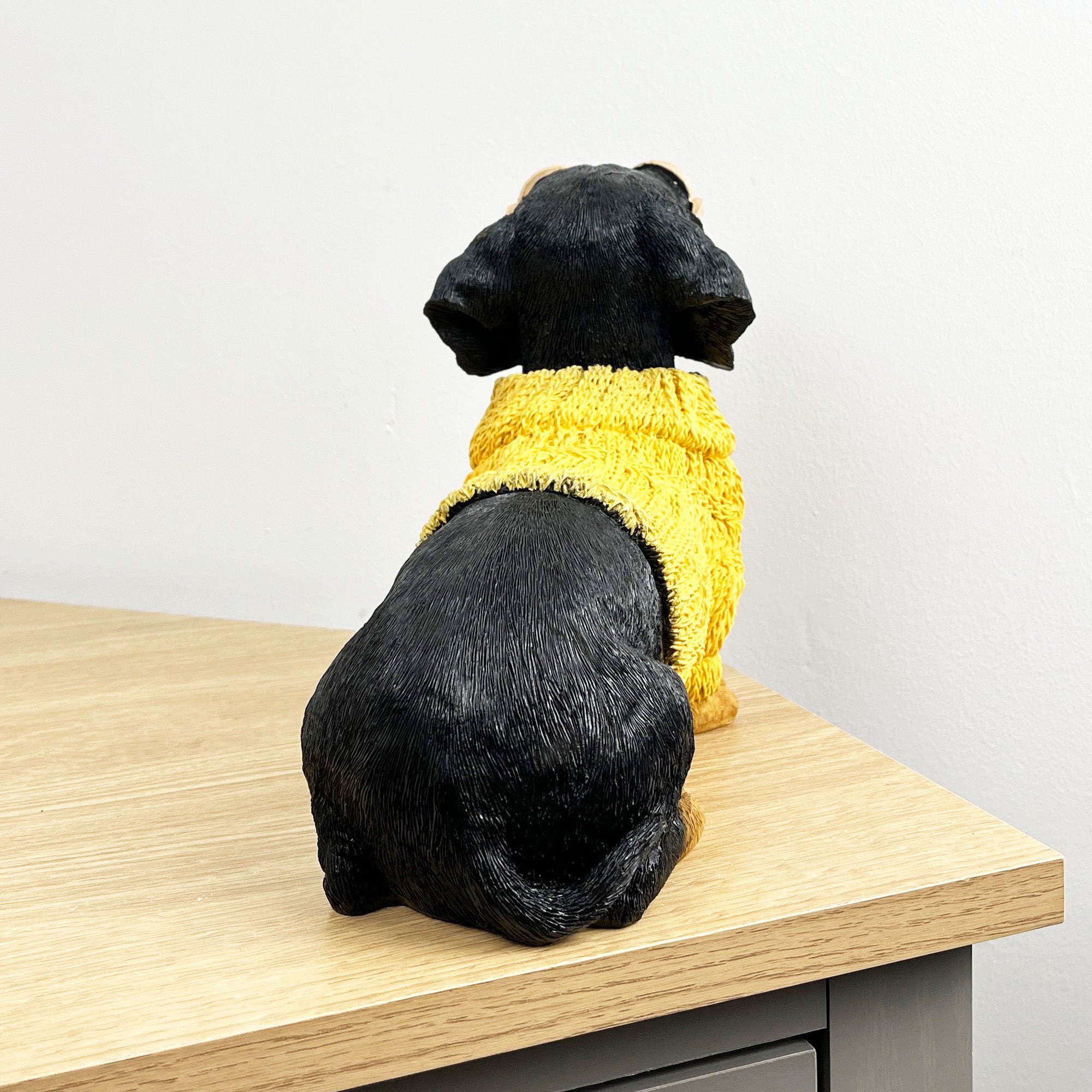 24cm Dachshund in Yellow Jumper Ornament – Resin