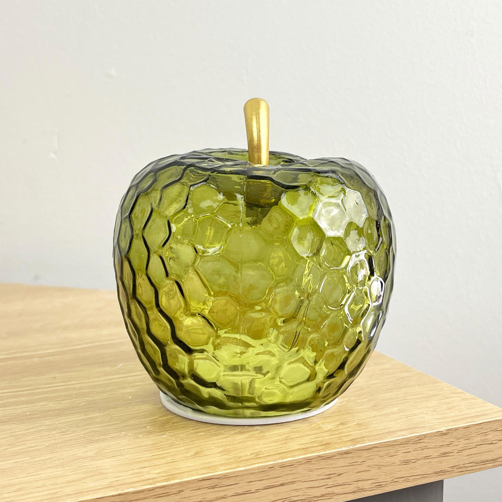 11.5cm Green Glass Apple Ornament / LED Mood Light