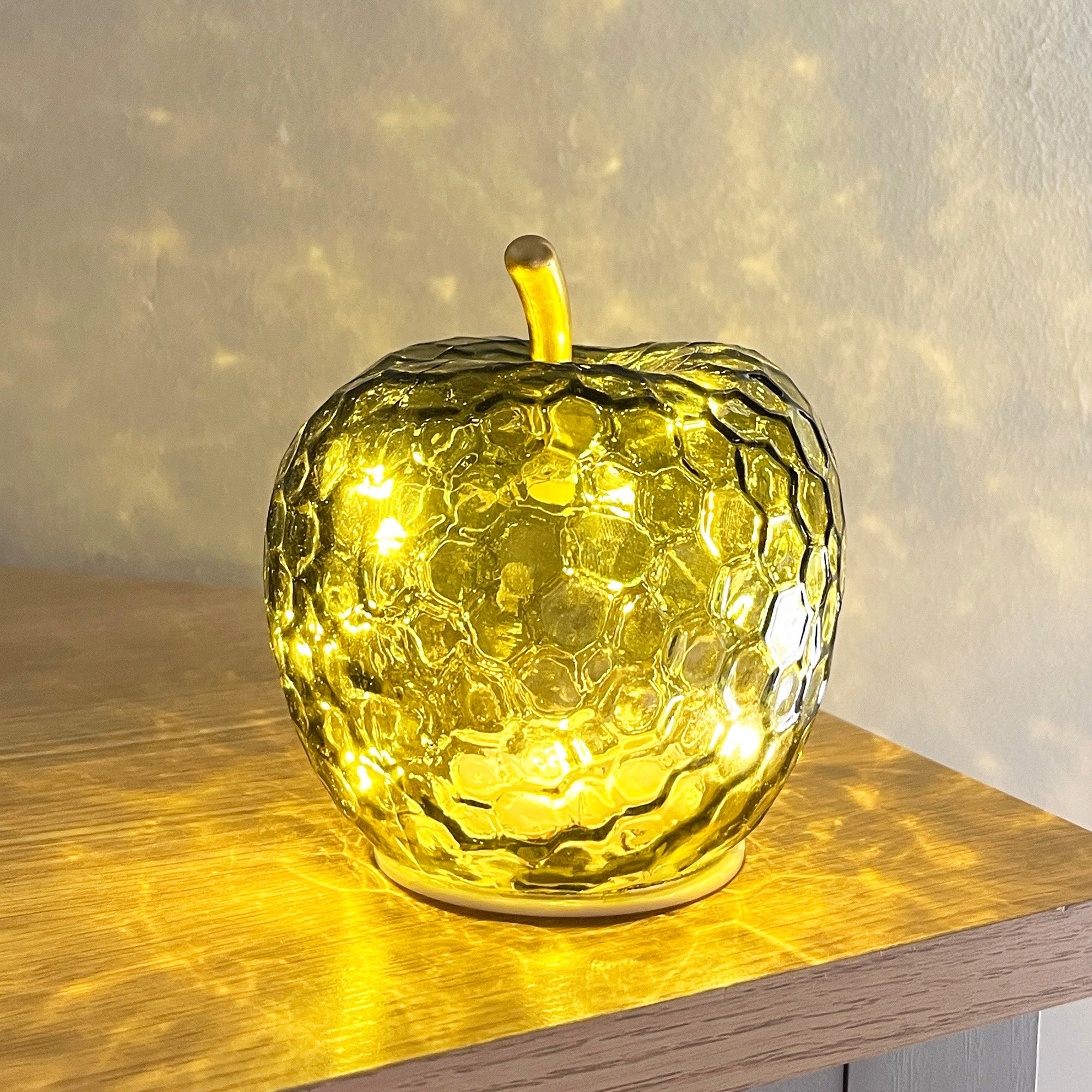 11.5cm Green Glass Apple Ornament / LED Mood Light