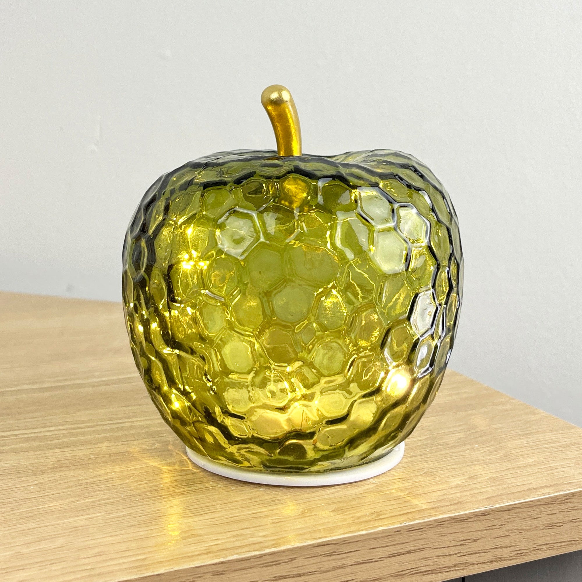 11.5cm Green Glass Apple Ornament / LED Mood Light
