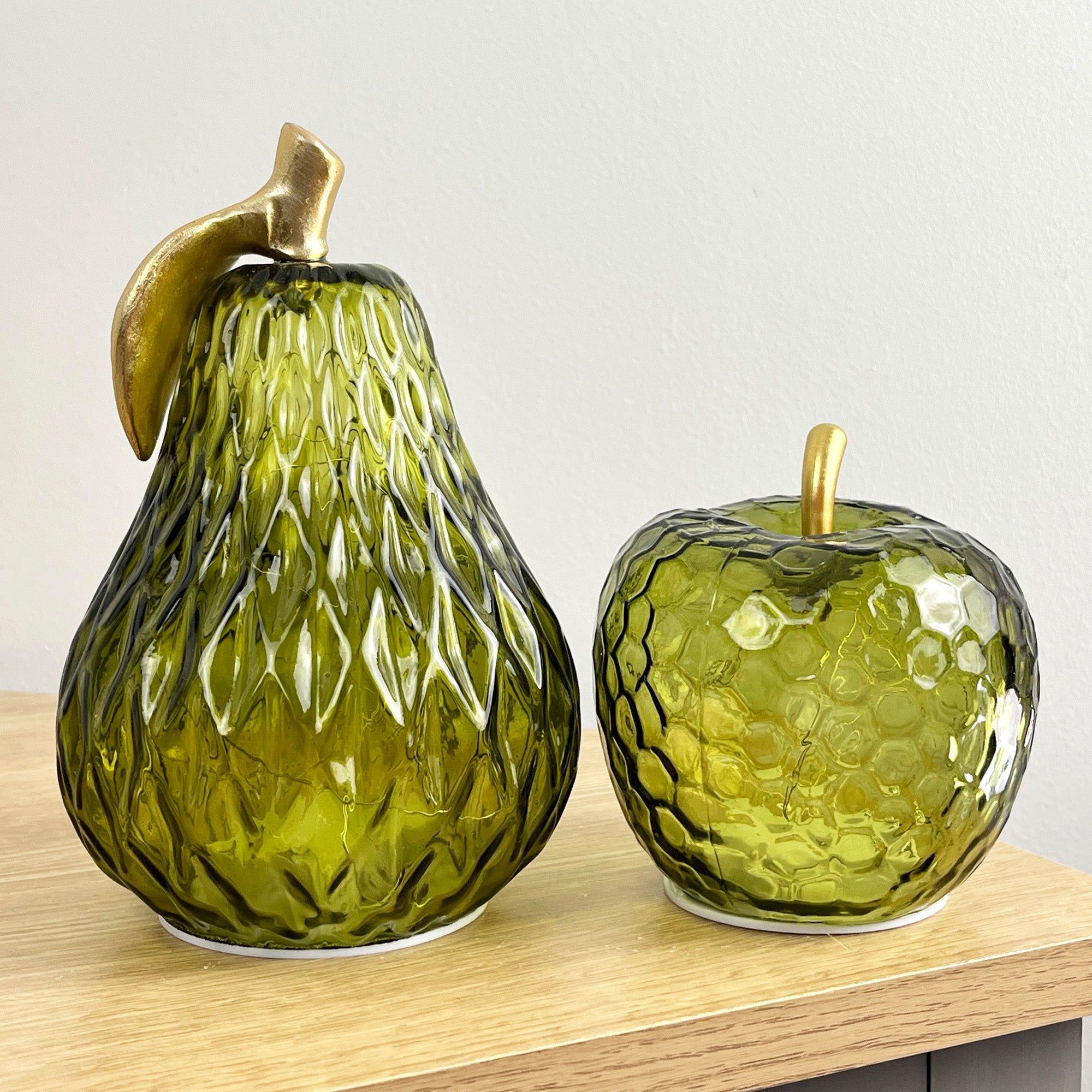 Green Glass LED Mood Light Apple & Pear Ornaments