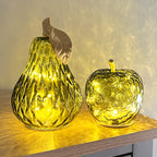 Green Glass LED Mood Light Apple & Pear Ornaments