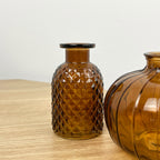 3 Piece Glass Bud Vase Set - Brown Amber