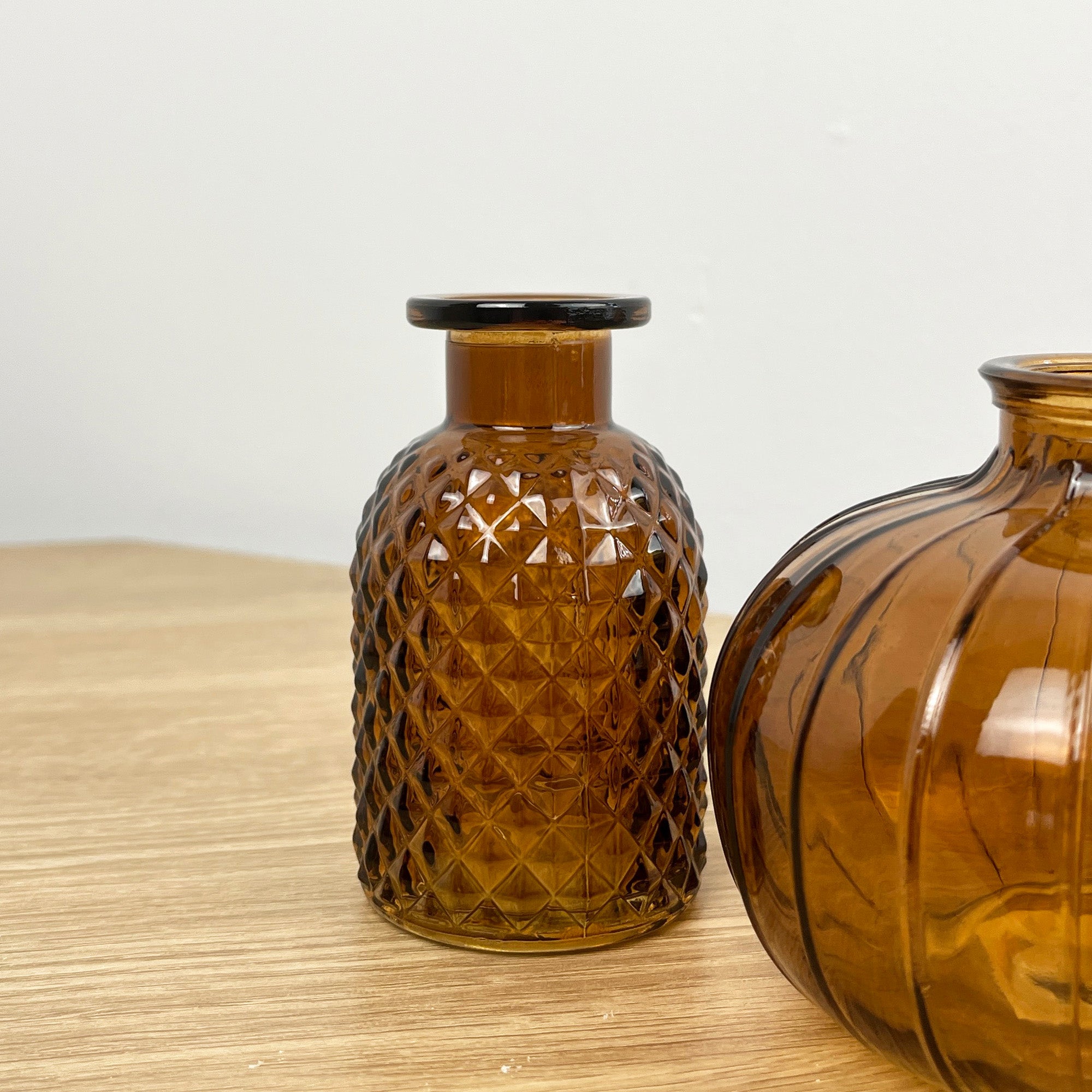 3 Piece Glass Bud Vase Set - Brown Amber