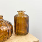3 Piece Glass Bud Vase Set - Brown Amber