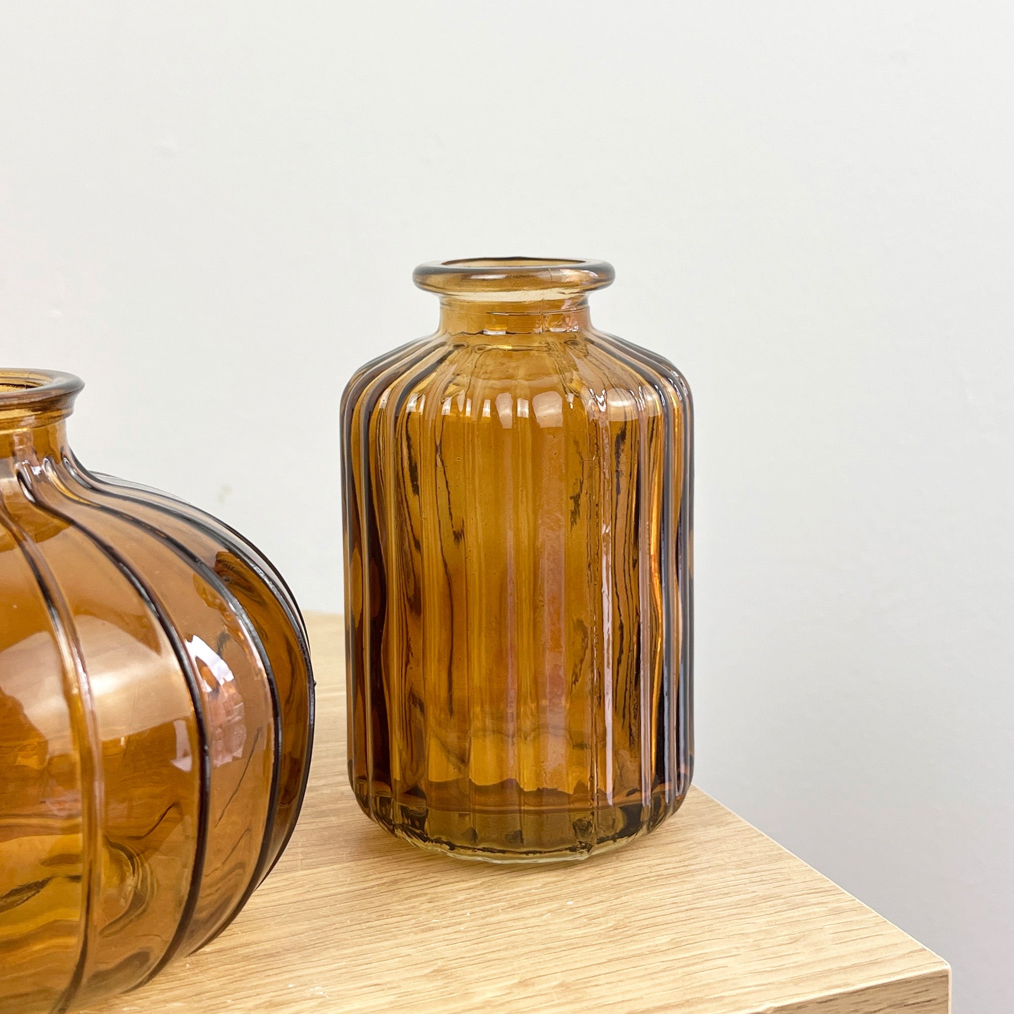 3 Piece Glass Bud Vase Set - Brown Amber