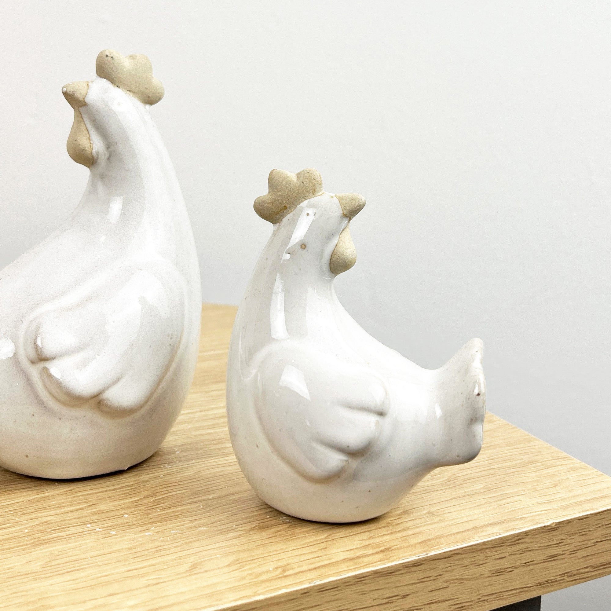 Set of 2 Ceramic Chicken Ornaments