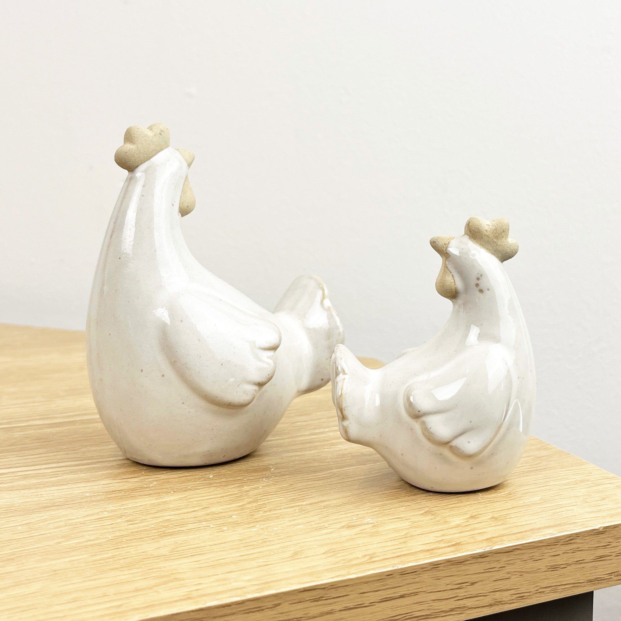 Set of 2 Ceramic Chicken Ornaments