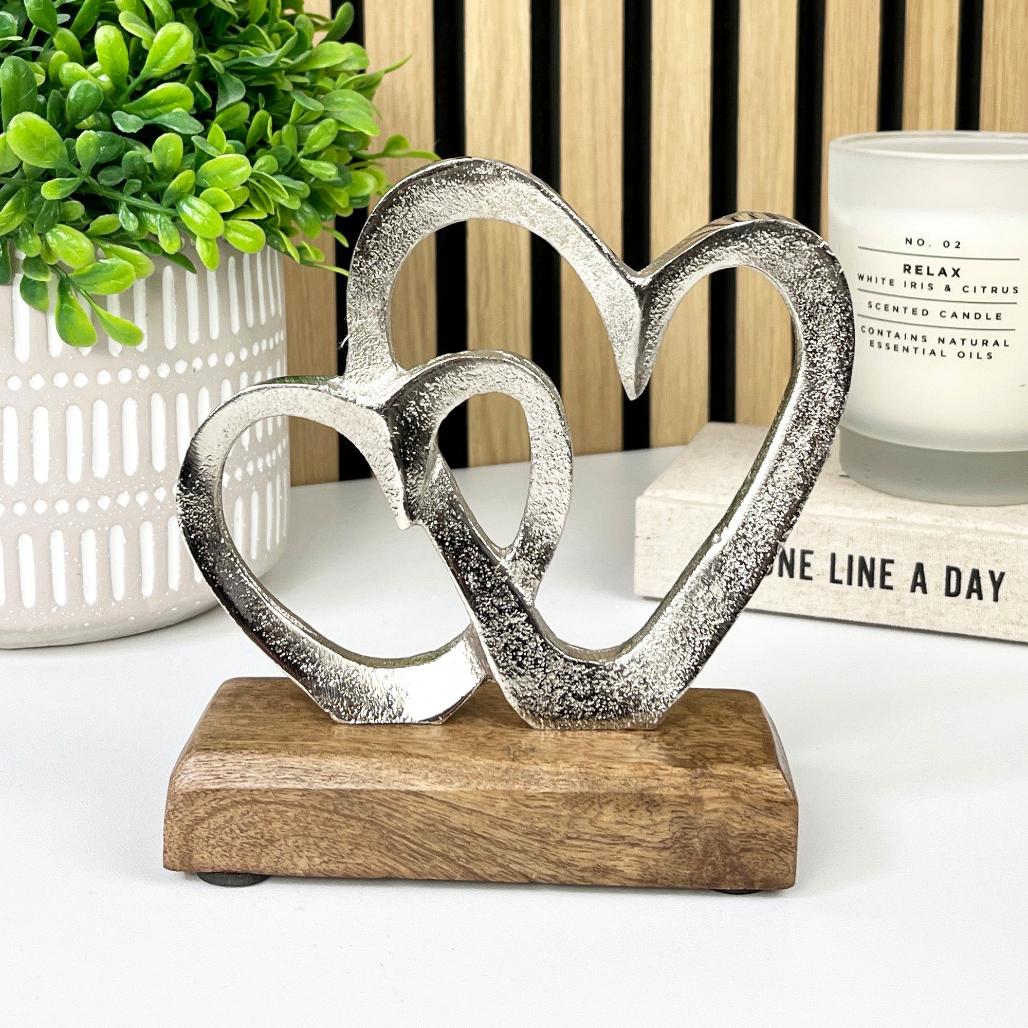 15cm Small Twin Hearts Ornament / Sculpture
