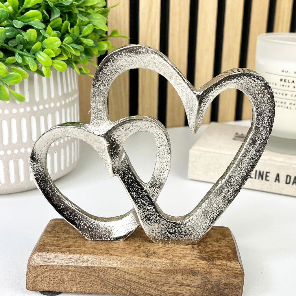 15cm Small Twin Hearts Ornament / Sculpture