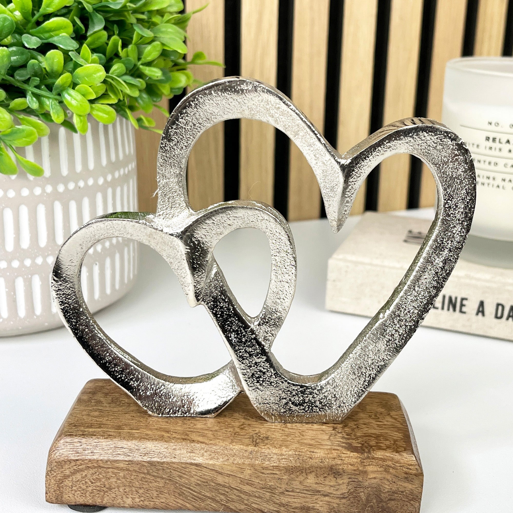 15cm Small Twin Hearts Ornament / Sculpture