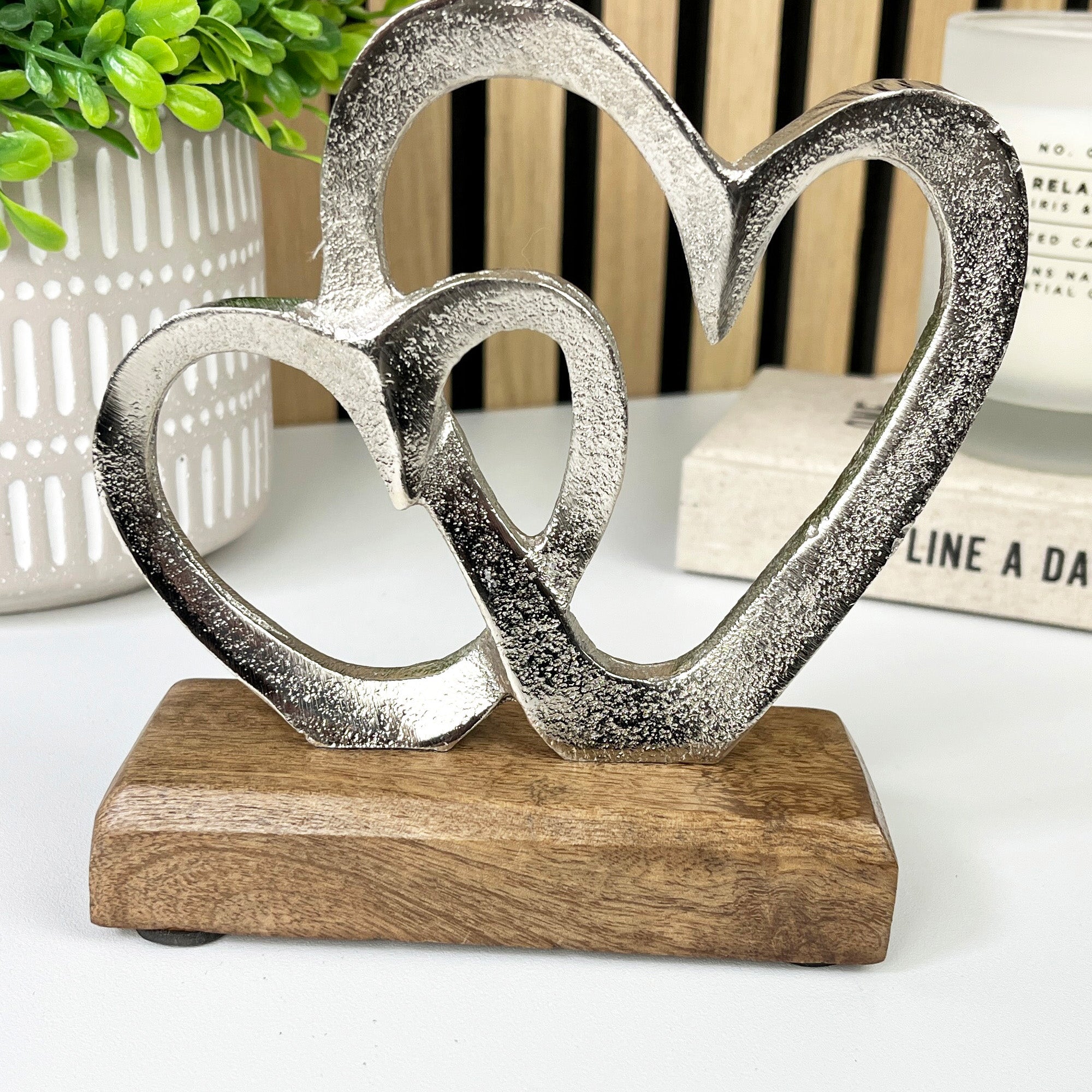 15cm Small Twin Hearts Ornament / Sculpture