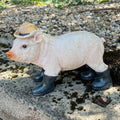 30.5cm Pig in Straw Hat and Wellies Garden Ornament - Resin