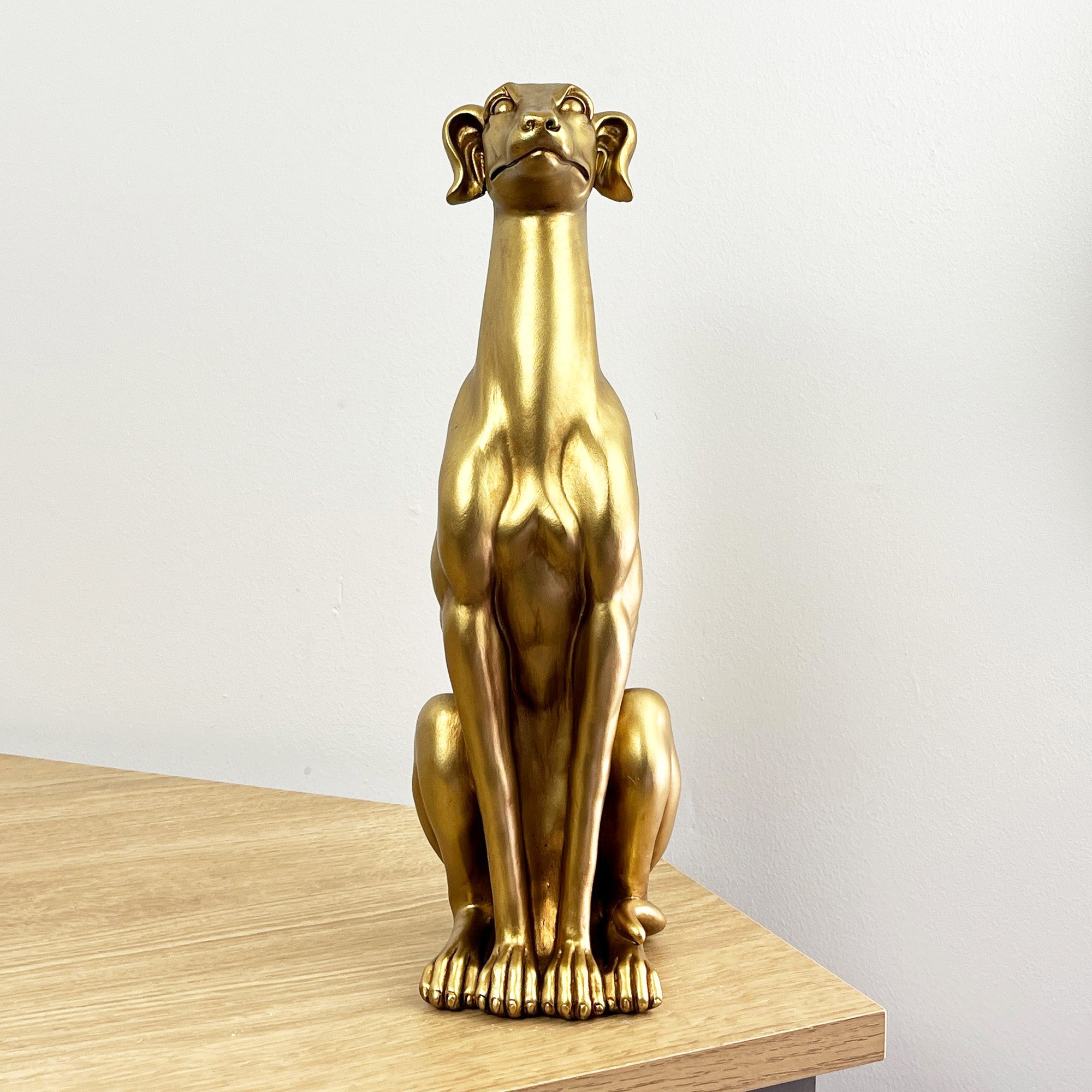 32cm Gold Sitting Whippet Ornament / Figurine - Resin
