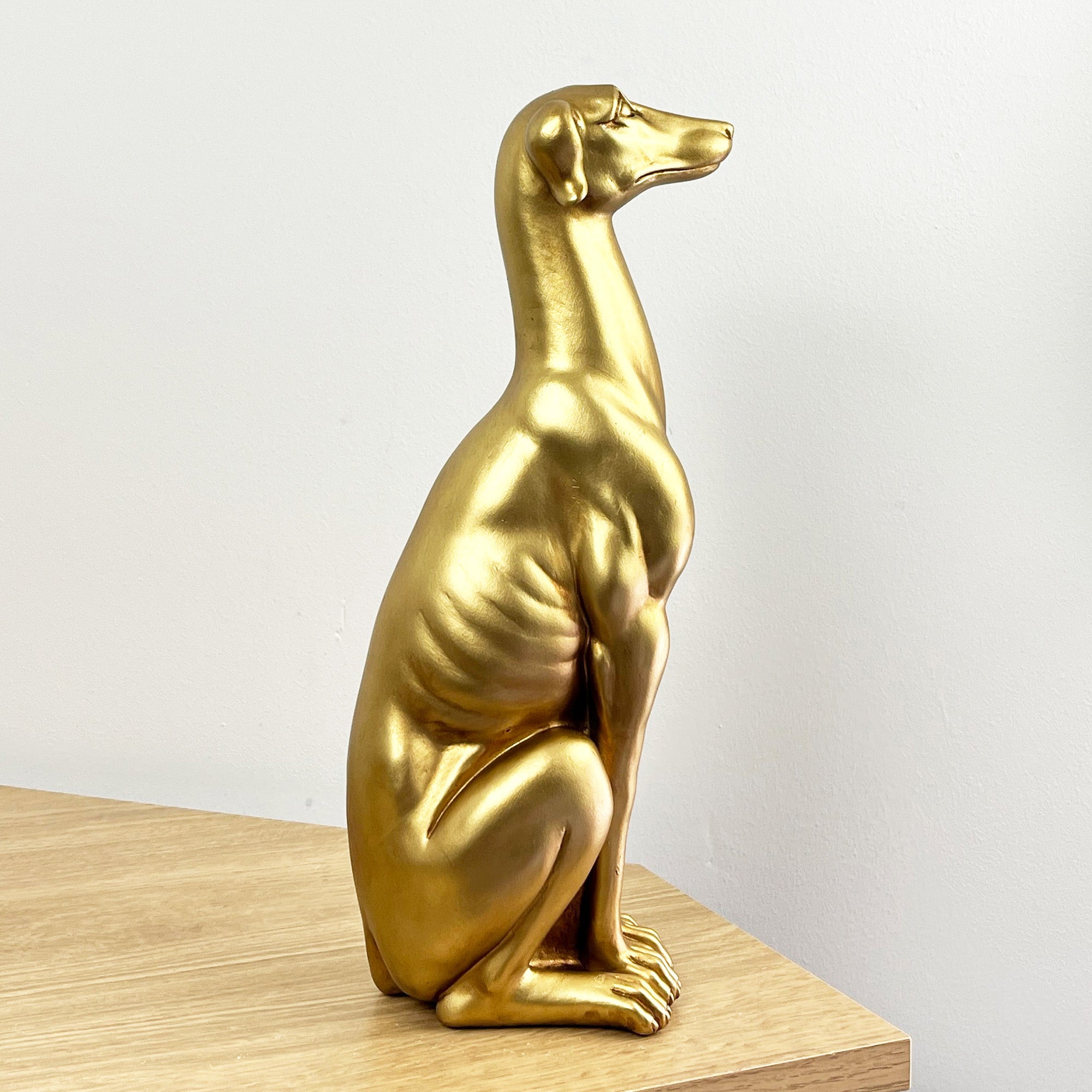32cm Gold Sitting Whippet Ornament / Figurine - Resin