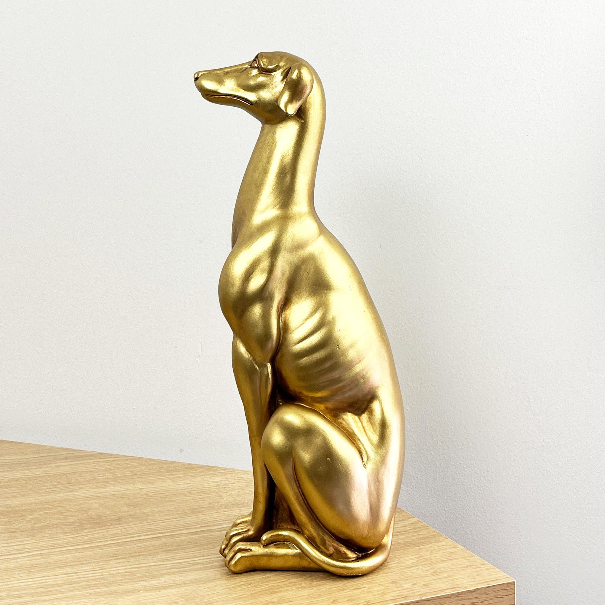 32cm Gold Sitting Whippet Ornament / Figurine - Resin