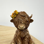 11cm Daisy The Highland Cow Ornament / Figurine – Resin