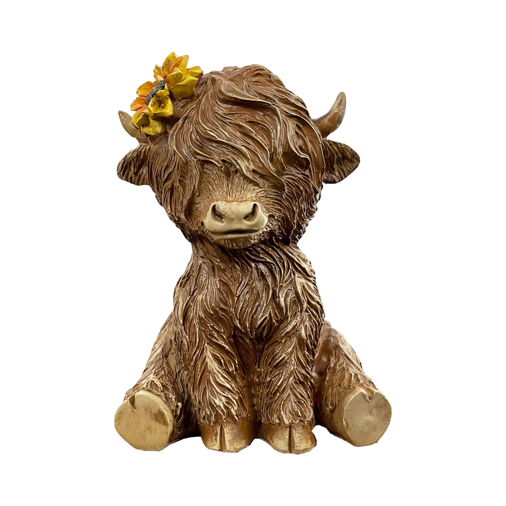 11cm Daisy The Highland Cow Ornament / Figurine – Resin