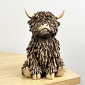18cm Sitting Highland Cow Ornament / Figurine - Resin