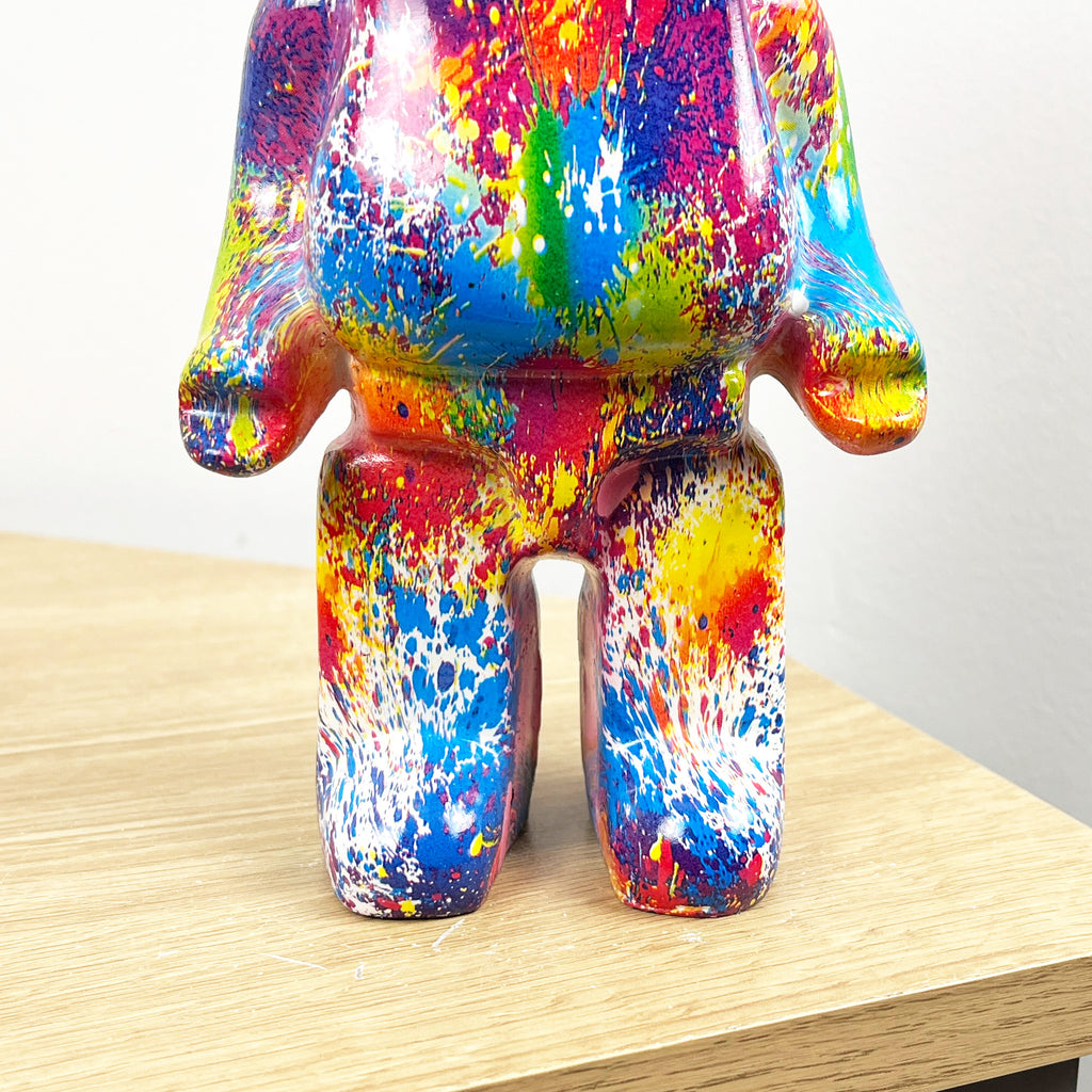 26.5cm Multi-coloured Designer Bear Ornament - Resin