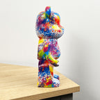 26.5cm Multi-coloured Designer Bear Ornament - Resin