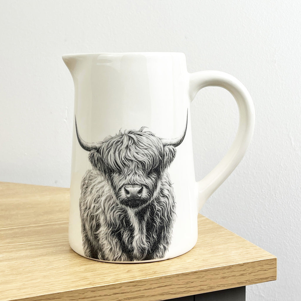 900ml White Highland Cow Utensil Storage Pot Jug - Ceramic