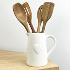 900ml off-White Heart ❤️ Utensil Storage Pot Jug - Ceramic