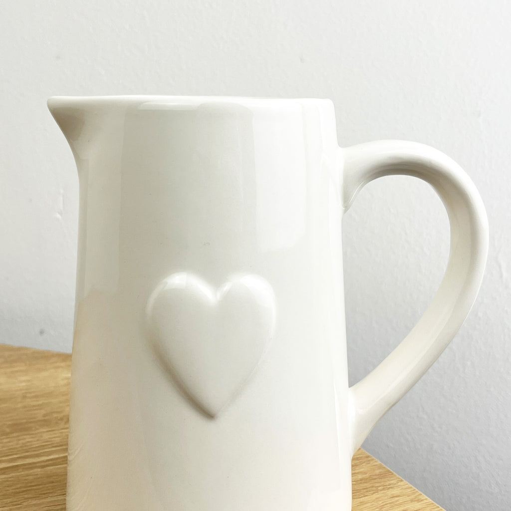 900ml off-White Heart ❤️ Utensil Storage Pot Jug - Ceramic