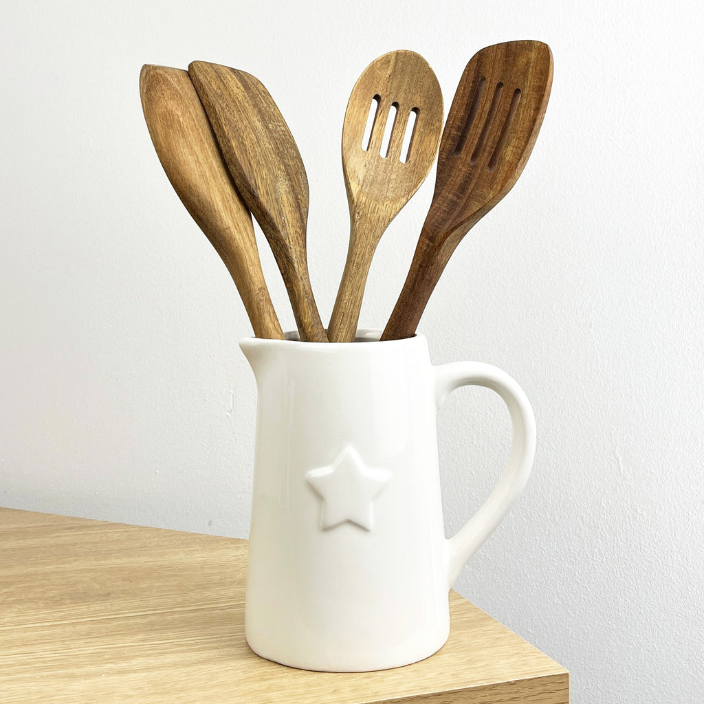 900ml off-White Star ⭐ Utensil Storage Pot Jug - Ceramic