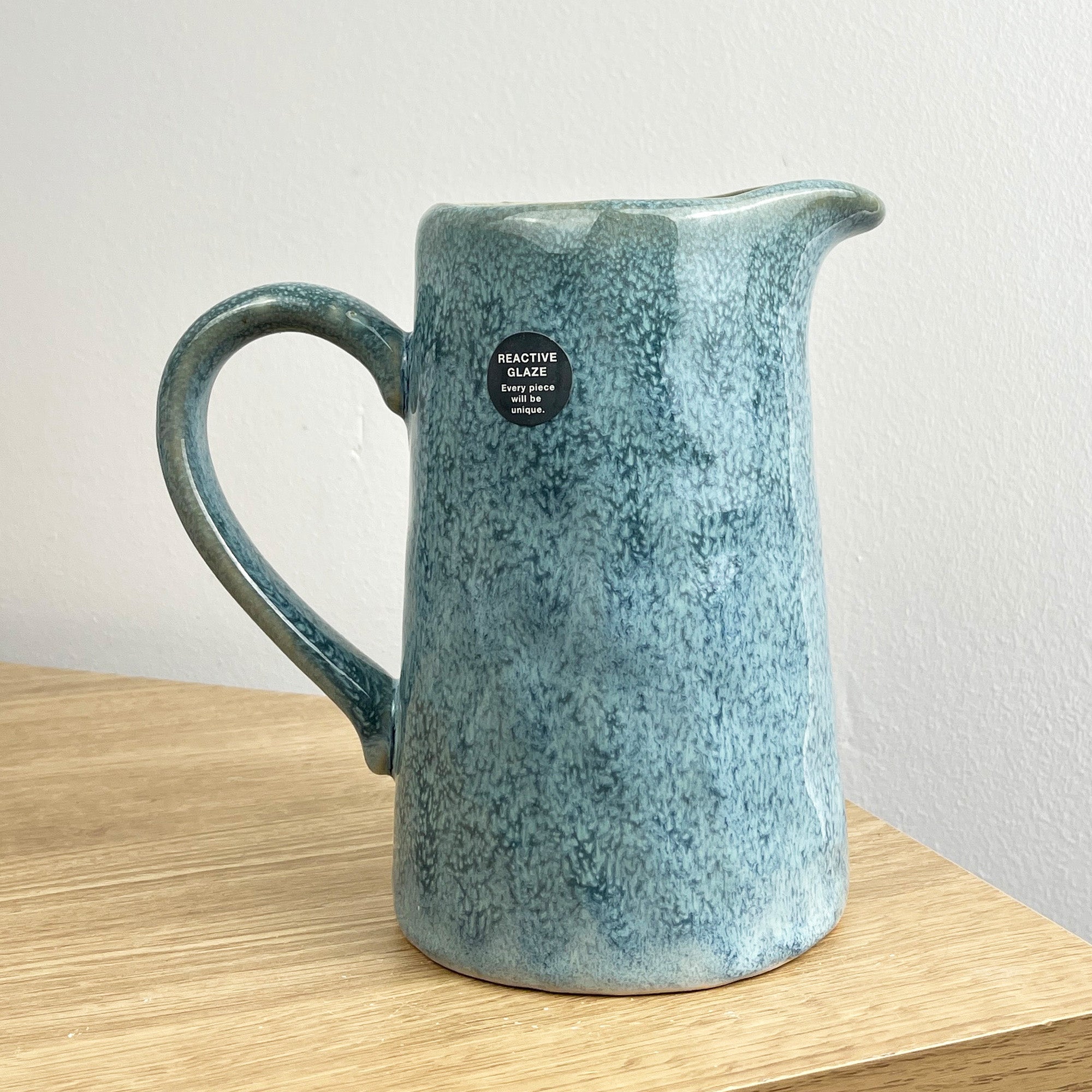 17cm Blue Reactive Glaze Jug / Utensil Pot - Ceramic