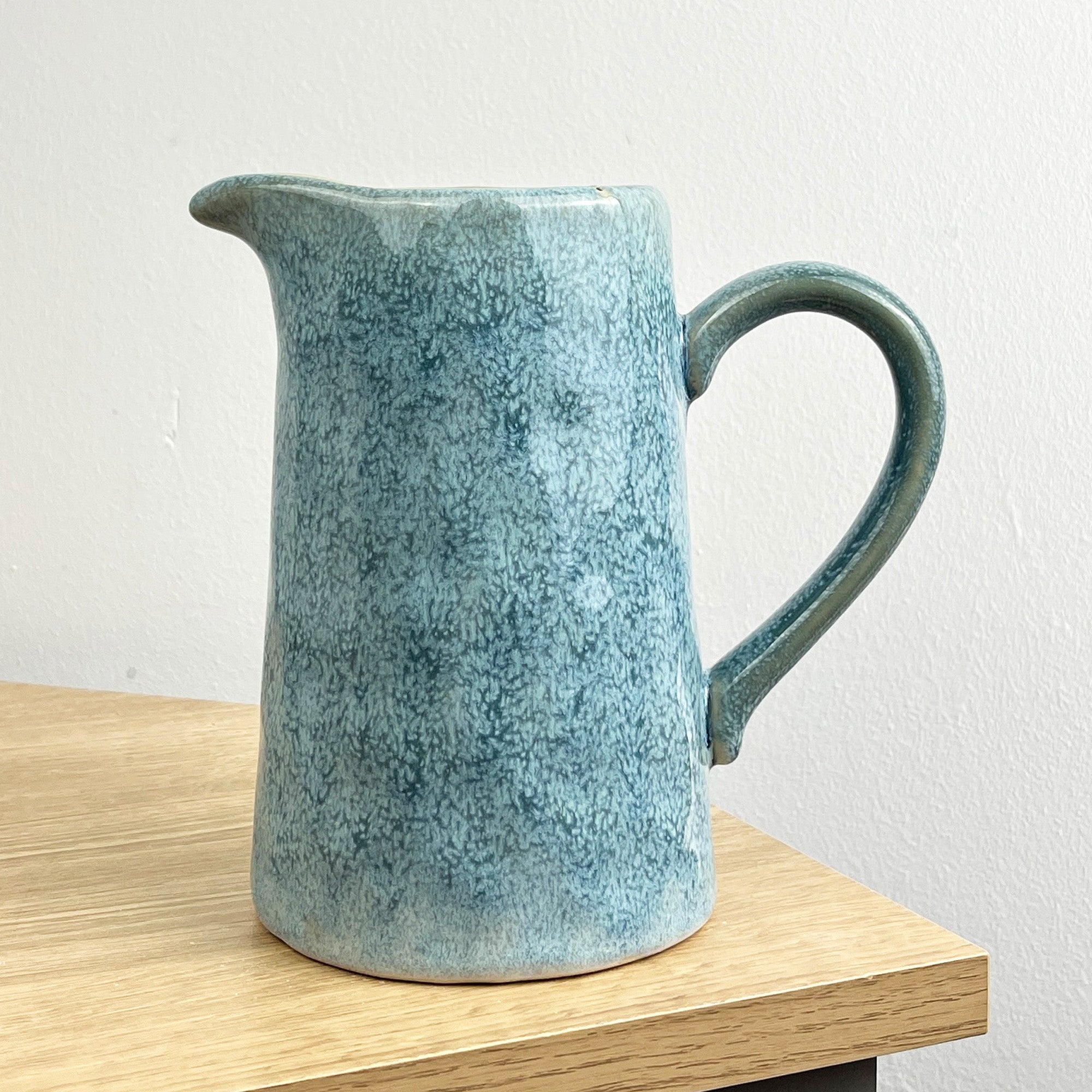 17cm Blue Reactive Glaze Jug / Utensil Pot - Ceramic
